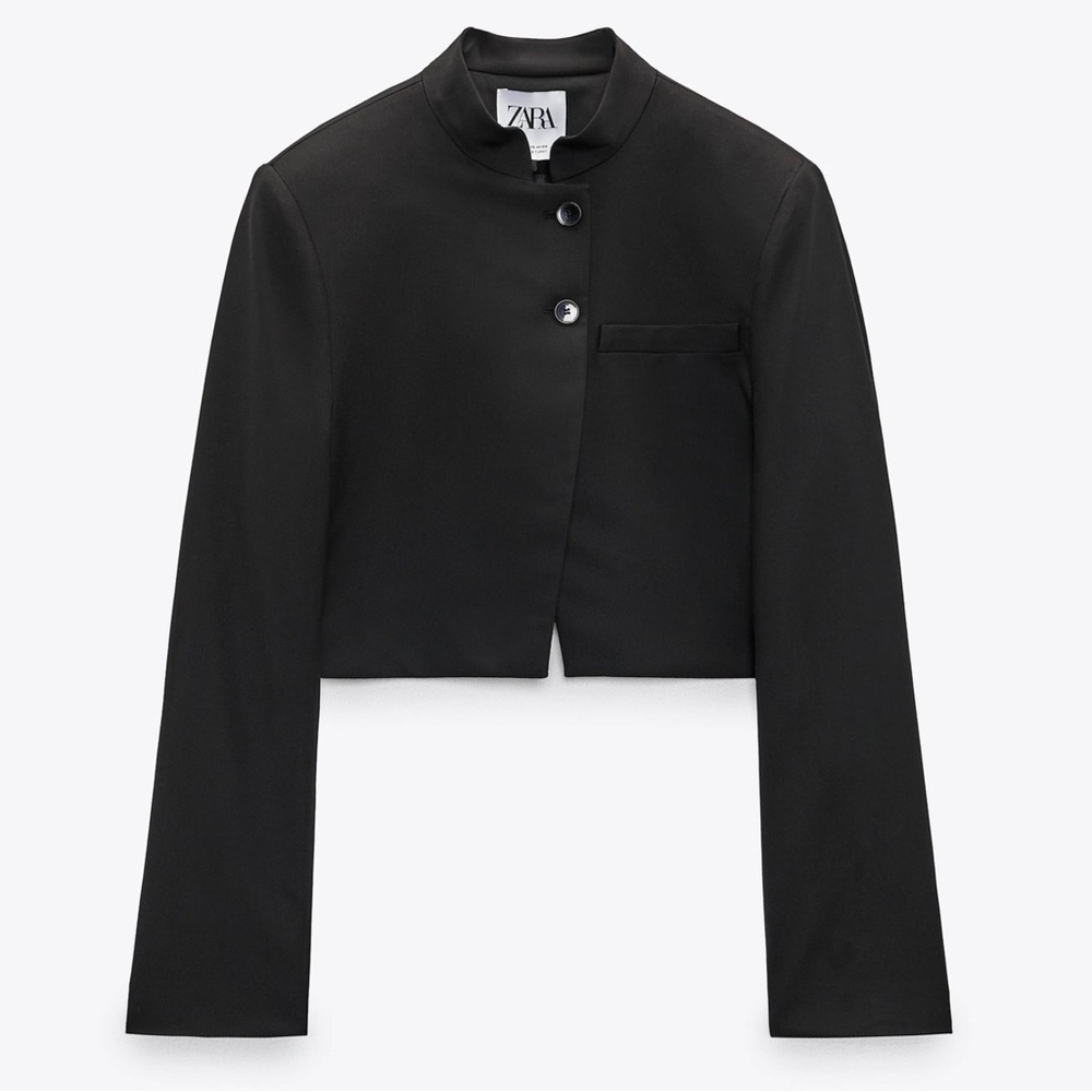 Zara Black Cropped Blazer Minimalist Design